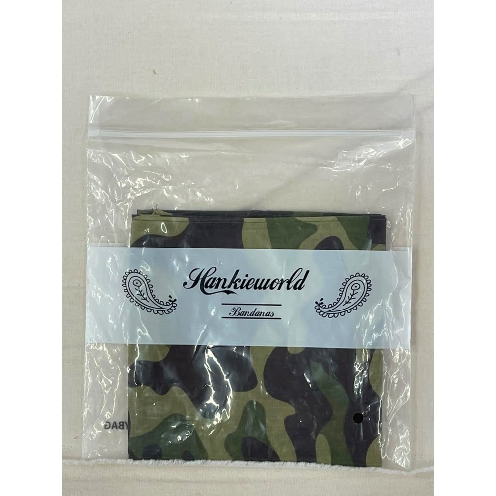 Hankieworld Mens Camo‎ Bandana Woodland Camouflage Green Brown Square Headwrap